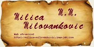 Milica Milovanković vizit kartica